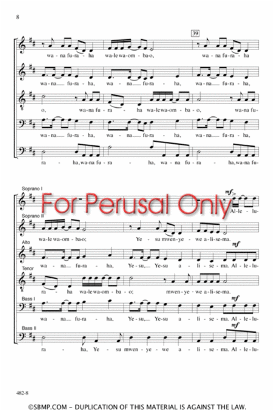 Wana Baraka - SSATBB Octavo A Cappella scores gallery preview page 7