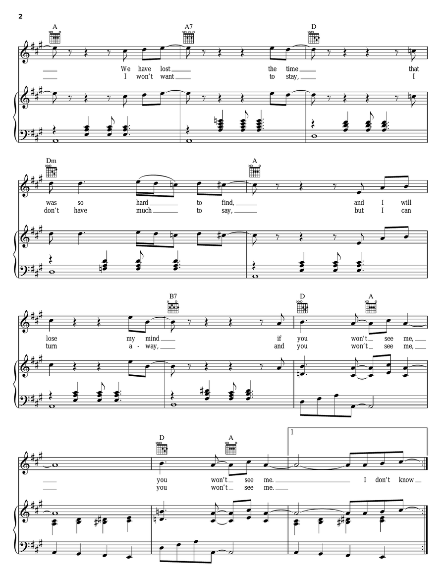 You Won't See Me Piano, Vocal, Guitar scores gallery preview page 2