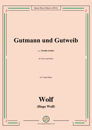 Book cover for Wolf-Gutmann und Gutweib,in F sharp Major,IHW10 No.13