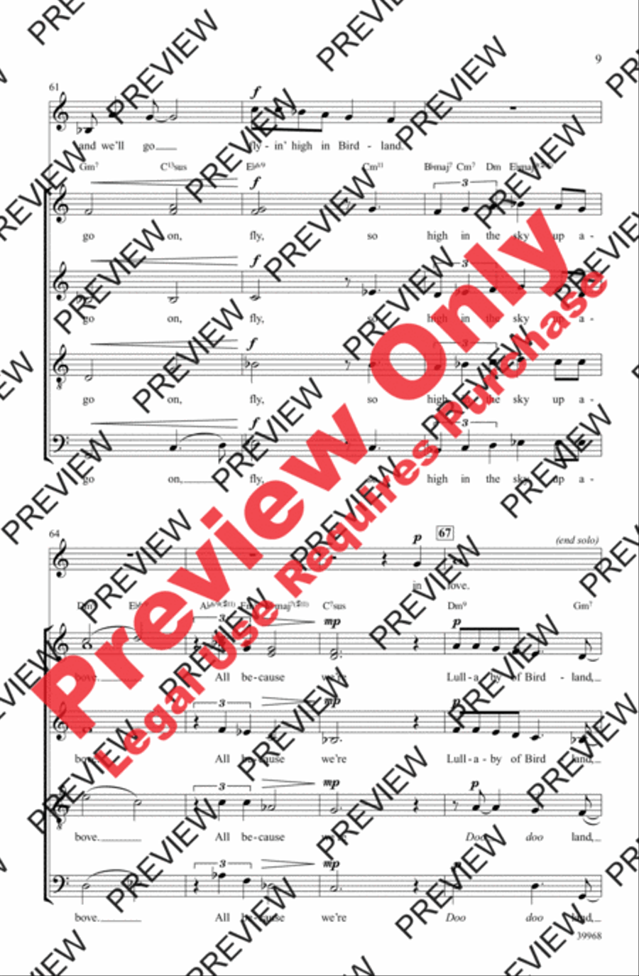 Lullaby of Birdland 4-Part scores gallery preview page 18