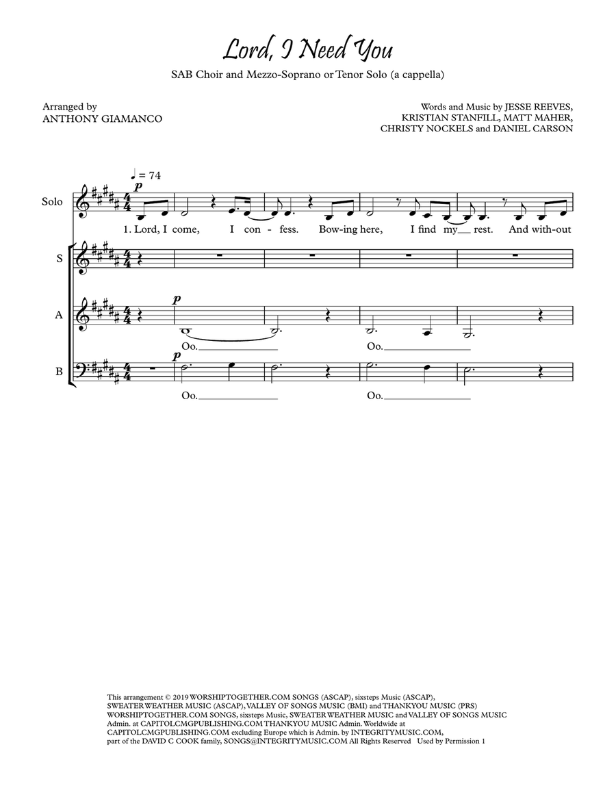 Lord, I Need You 3-Part scores gallery preview page 2