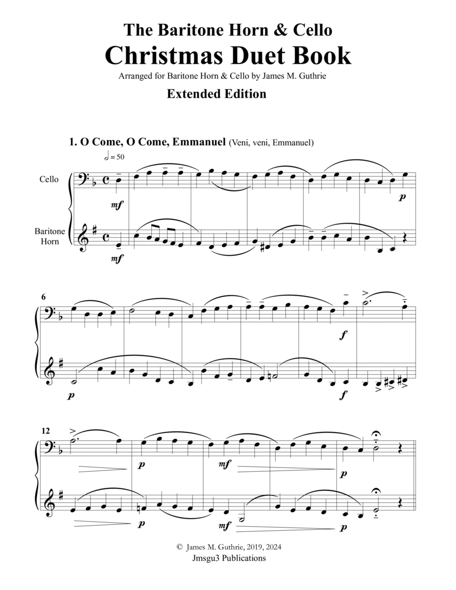 Guthrie: The Baritone Horn & Cello Christmas Duet Book - Extended Edition image number null
