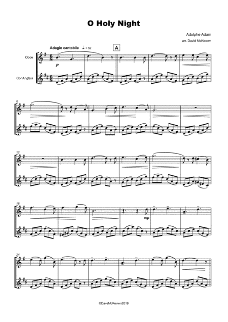 O Holy Night, (Cantique de Noel), Oboe and Cor Anglais, (or English Horn) Duet Woodwind Duet scores gallery preview page 2