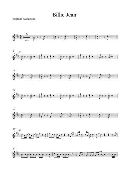 Billie Jean - Sax Quartet Parts