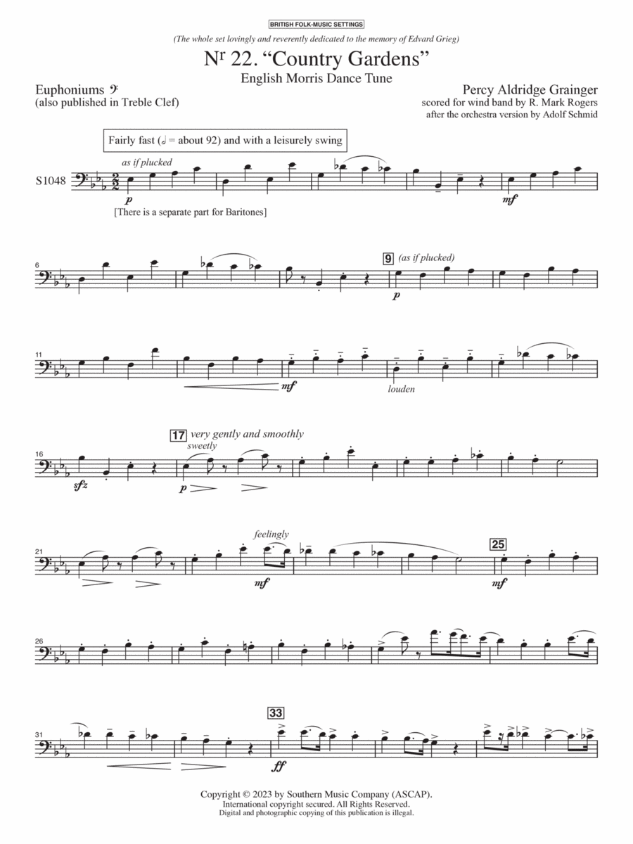 Country Gardens for Symphonic Band - Euphonium BC Concert Band scores gallery preview page 1