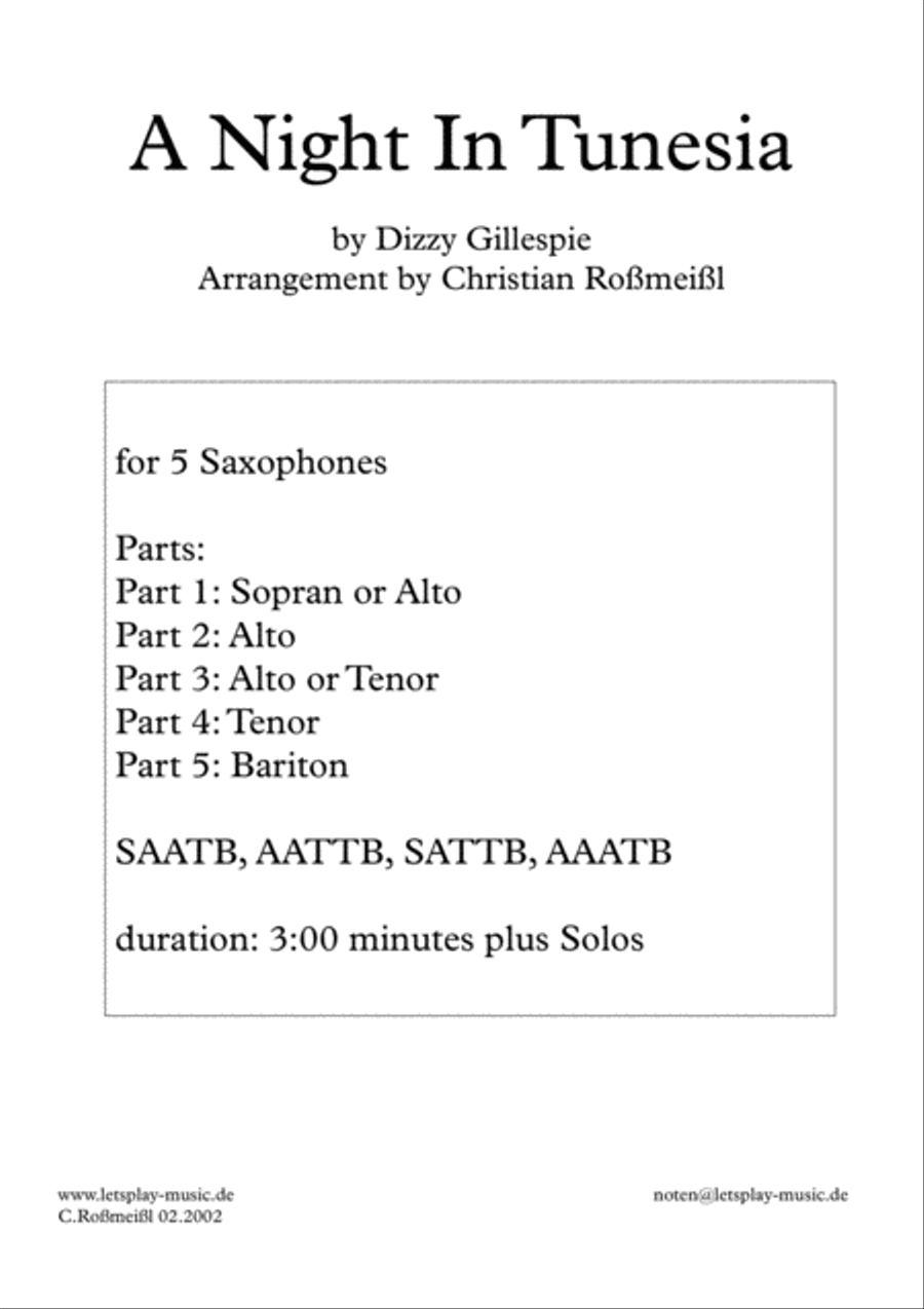 A Night In Tunisia Woodwind Quintet scores gallery preview page 1