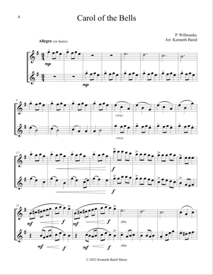 Christmas Duets for Intermediate Flute Players ...and Beyond Flute Duet scores gallery preview page 4
