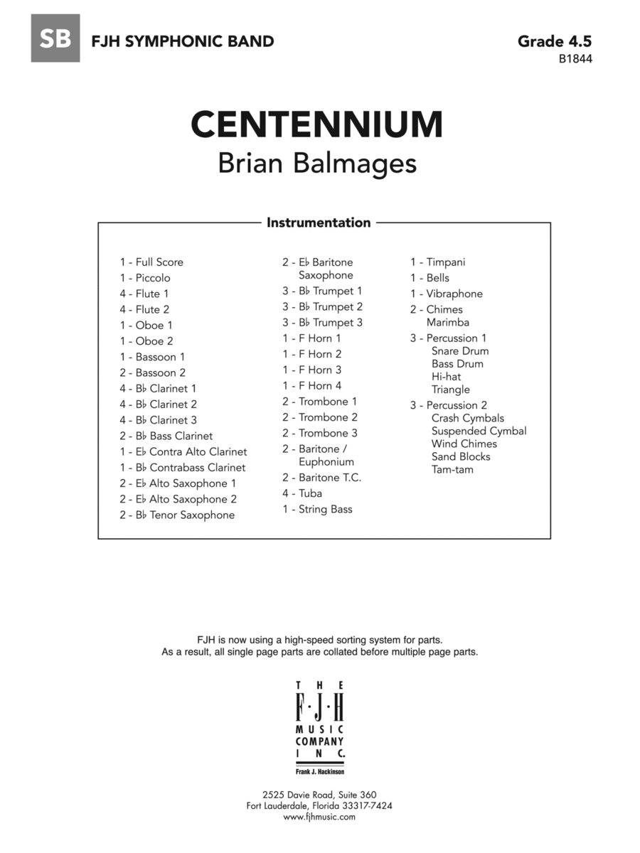 Centennium: Score Centennium: Score Concert Band scores gallery preview page 1