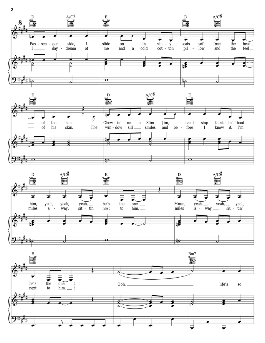 Passenger Seat Piano, Vocal, Guitar scores gallery preview page 2