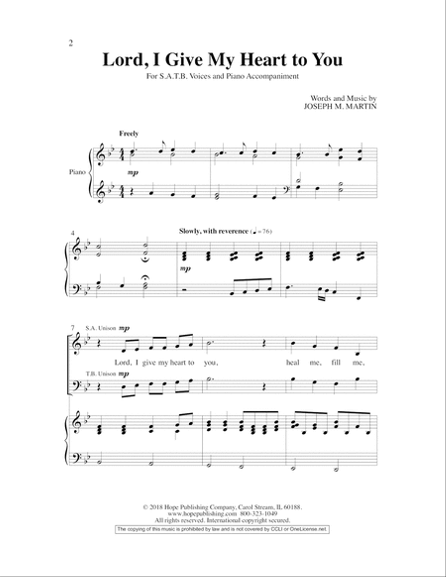Lord, I Give My Heart to You 4-Part scores gallery preview page 2