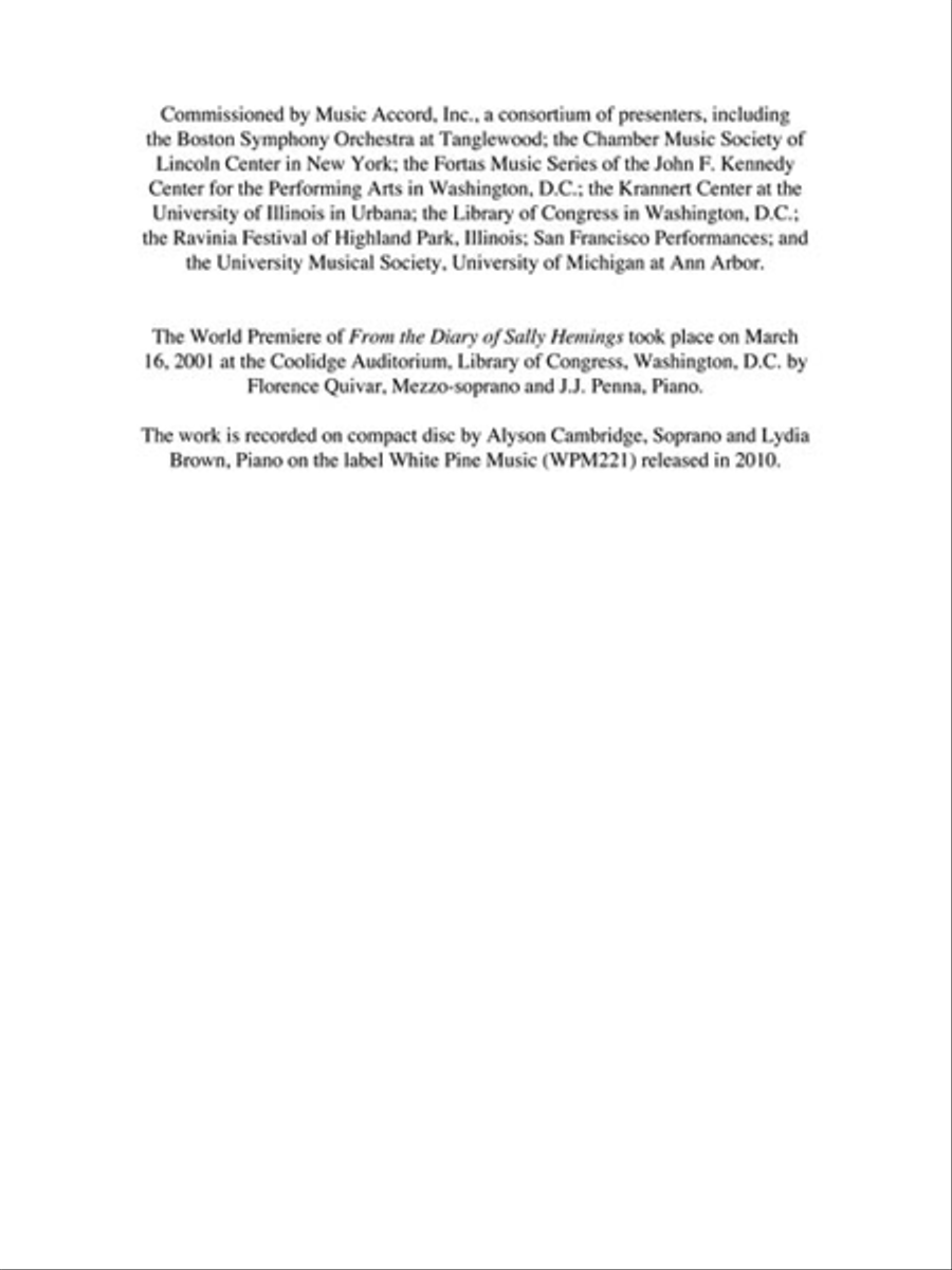 From the Diary of Sally Hemings Medium Voice scores gallery preview page 3