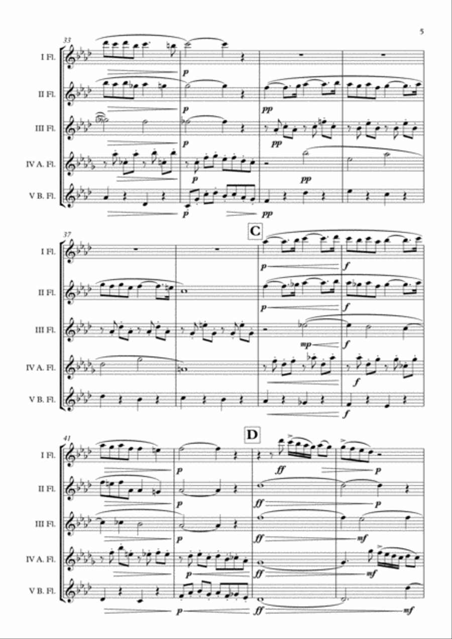 Pavane op.50 (Flute Choir) arr. Adrian Wagner Flute Choir scores gallery preview page 5