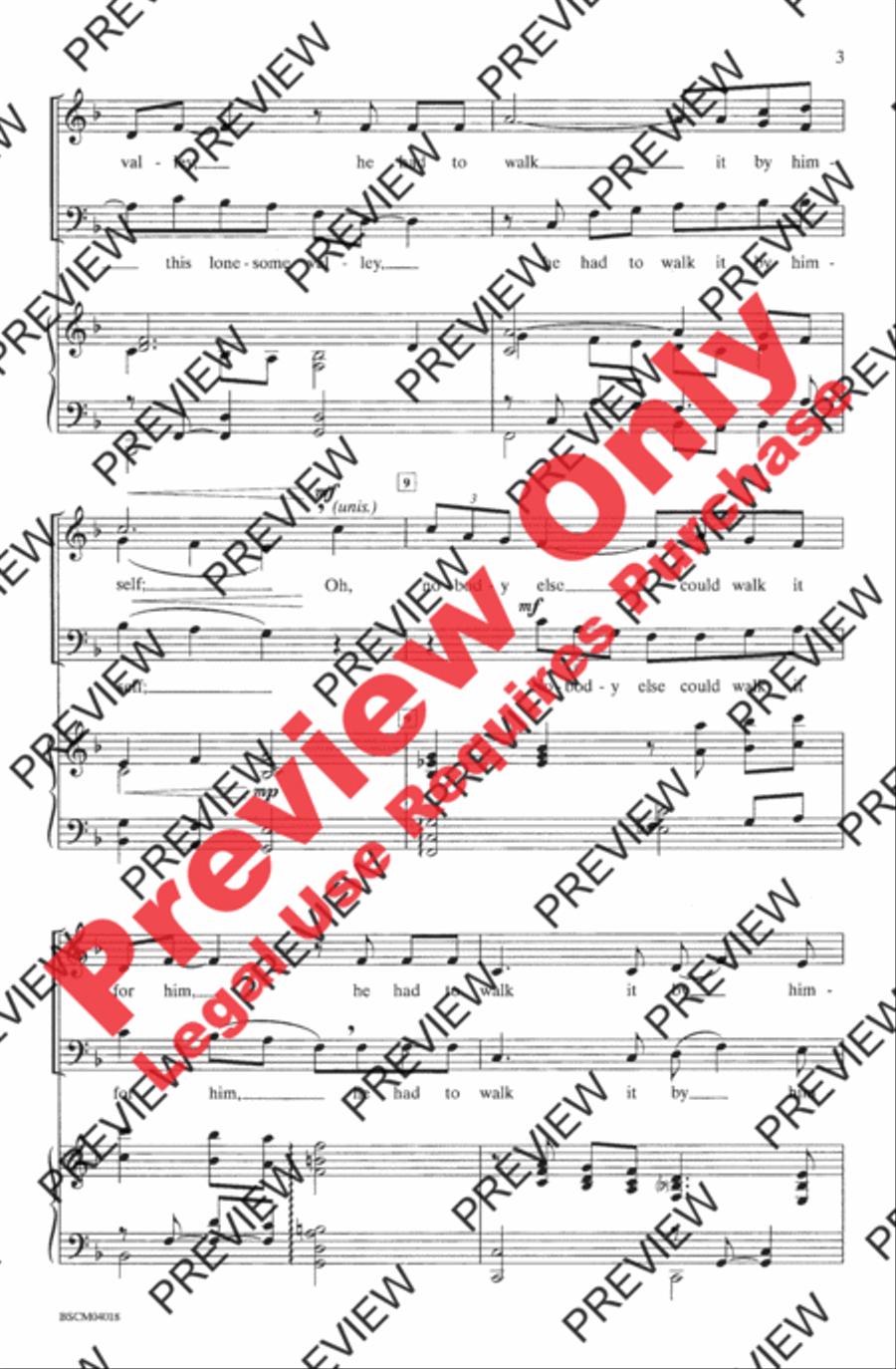 Jesus Walked This Lonesome Valley 3-Part scores gallery preview page 3