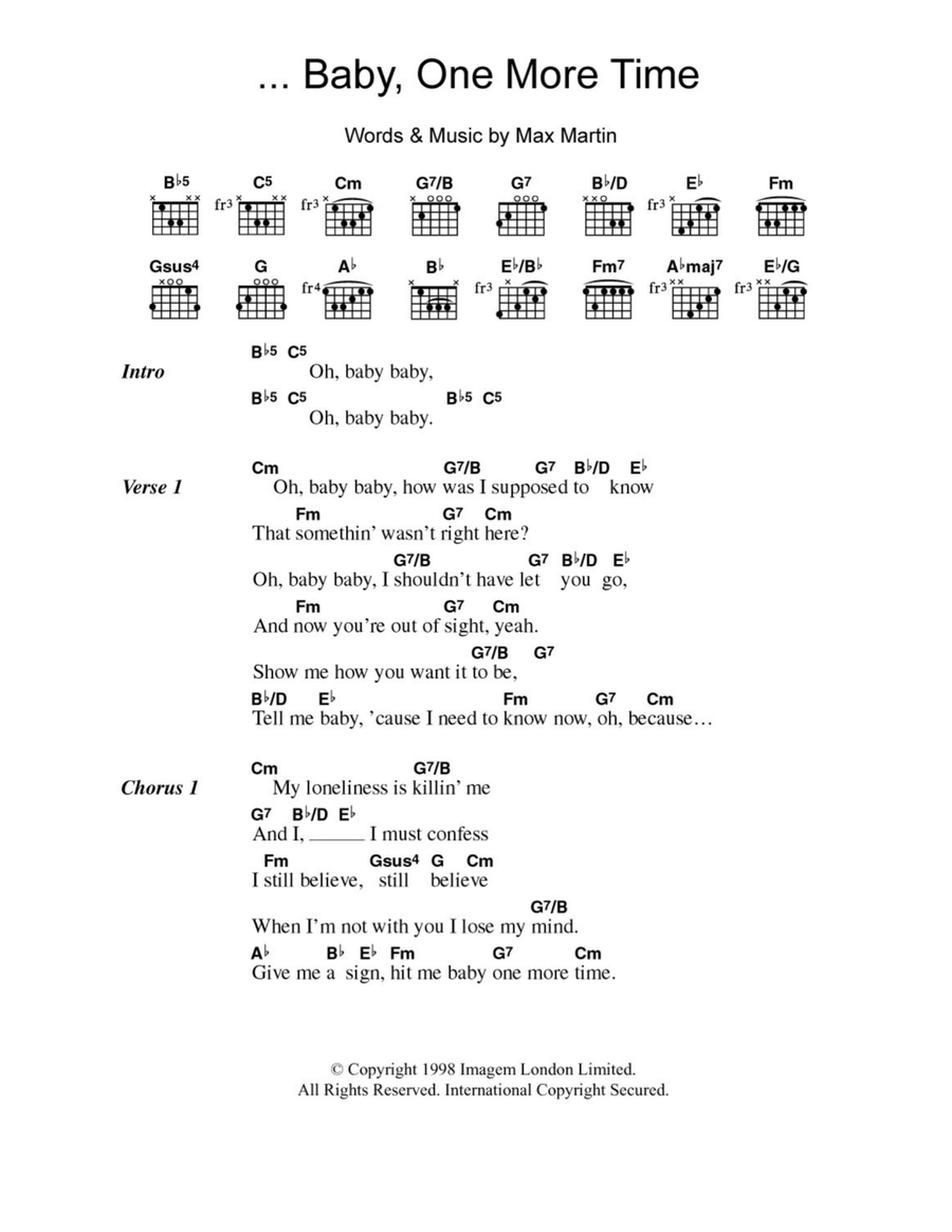 ...Baby One More Time Acoustic Guitar scores gallery preview page 1
