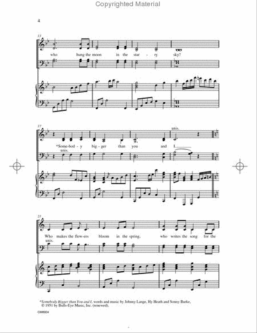 Somebody Bigger Has the World In His Hands 4-Part scores gallery preview page 3