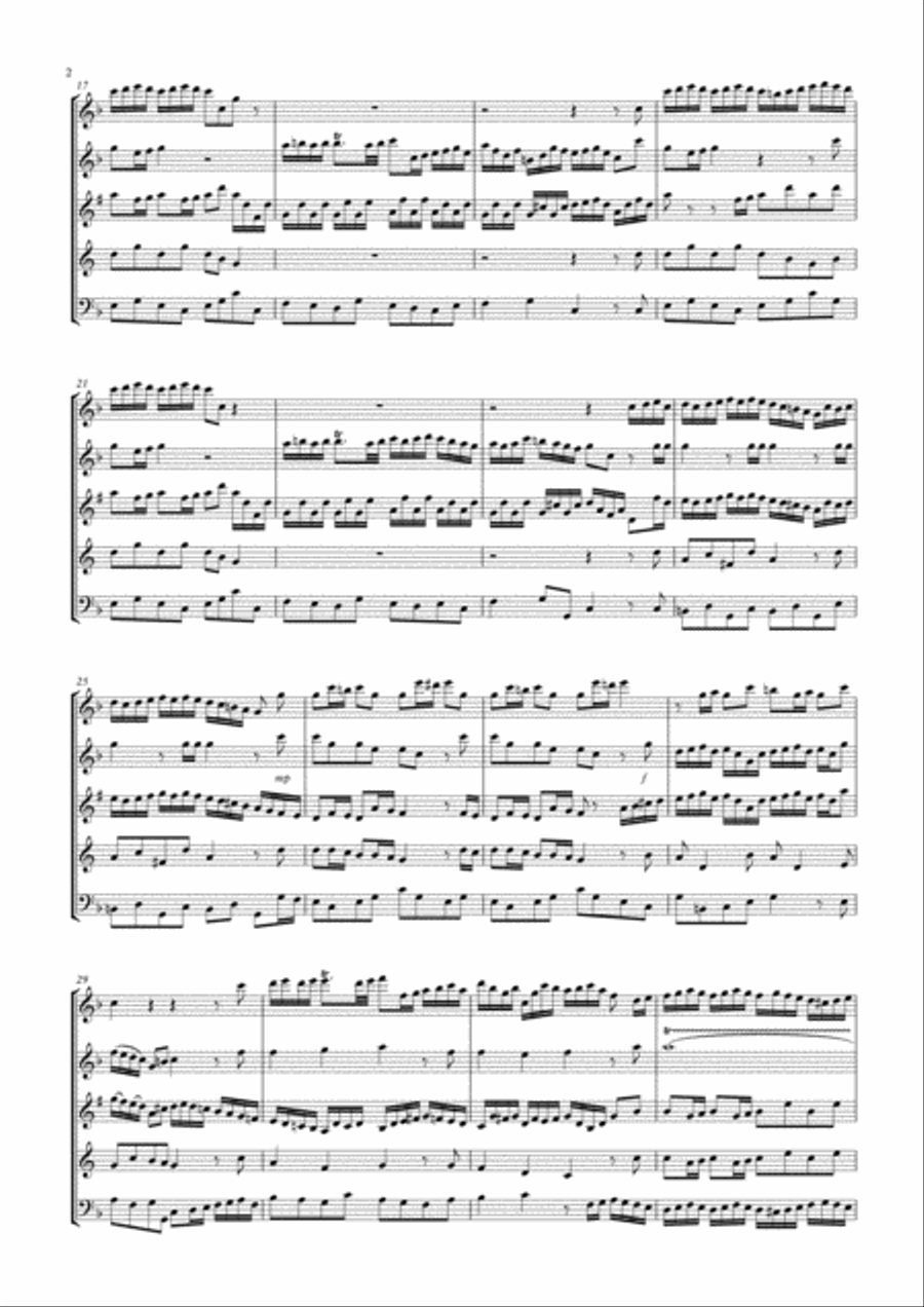 Brandenburg Concerto No. 2 (1st. Mov.): Wind Quintet Woodwind Quintet scores gallery preview page 2