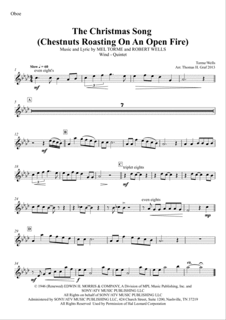 The Christmas Song (Chestnuts Roasting On An Open Fire) Woodwind Quintet scores gallery preview page 5