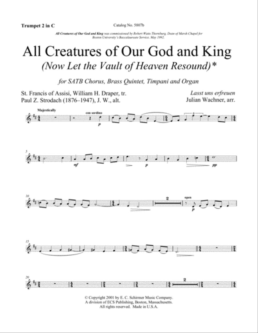 All Creatures of Our God and King: Now Let the Vault of Heaven Resound Choir scores gallery preview page 4