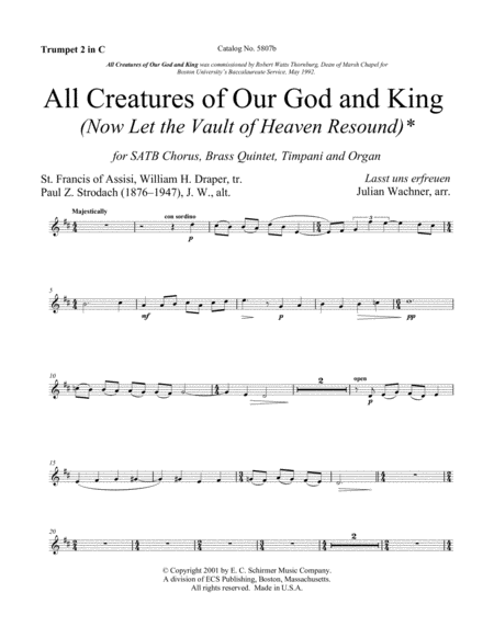 All Creatures of Our God and King: Now Let the Vault of Heaven Resound (Downloadable Instrumental Parts)