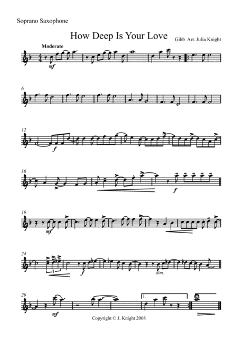 How Deep Is Your Love from the Motion Picture SATURDAY NIGHT FEVER How Deep Is Your Love from the Motion Picture SATURDAY NIGHT FEVER Woodwind Quartet scores gallery preview page 3