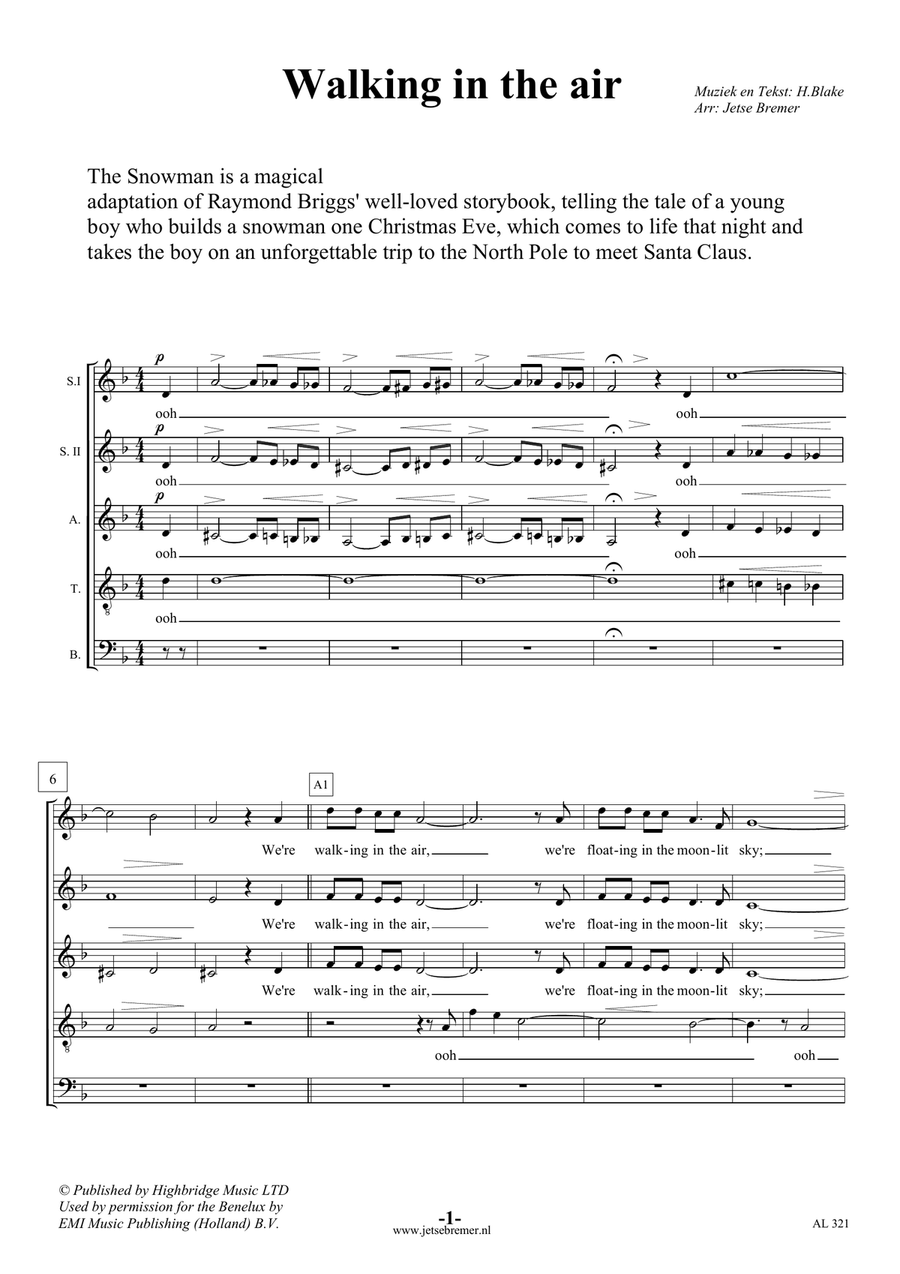 Walking In The Air Choir scores gallery preview page 1
