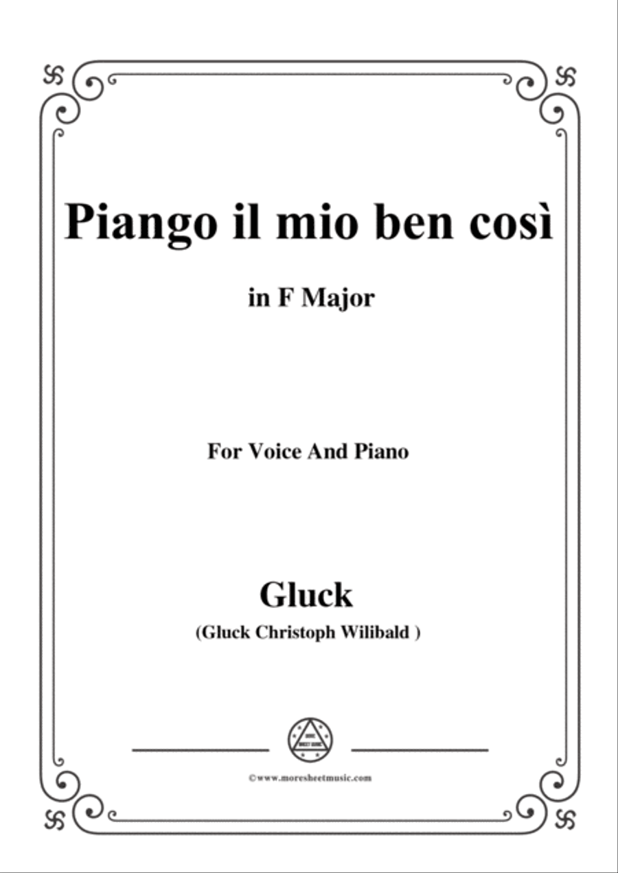 Gluck-Piango il mio ben così,from 'Orfeo ed Euridice',in F Major,for Voice and Piano Voice Solo scores gallery preview page 1