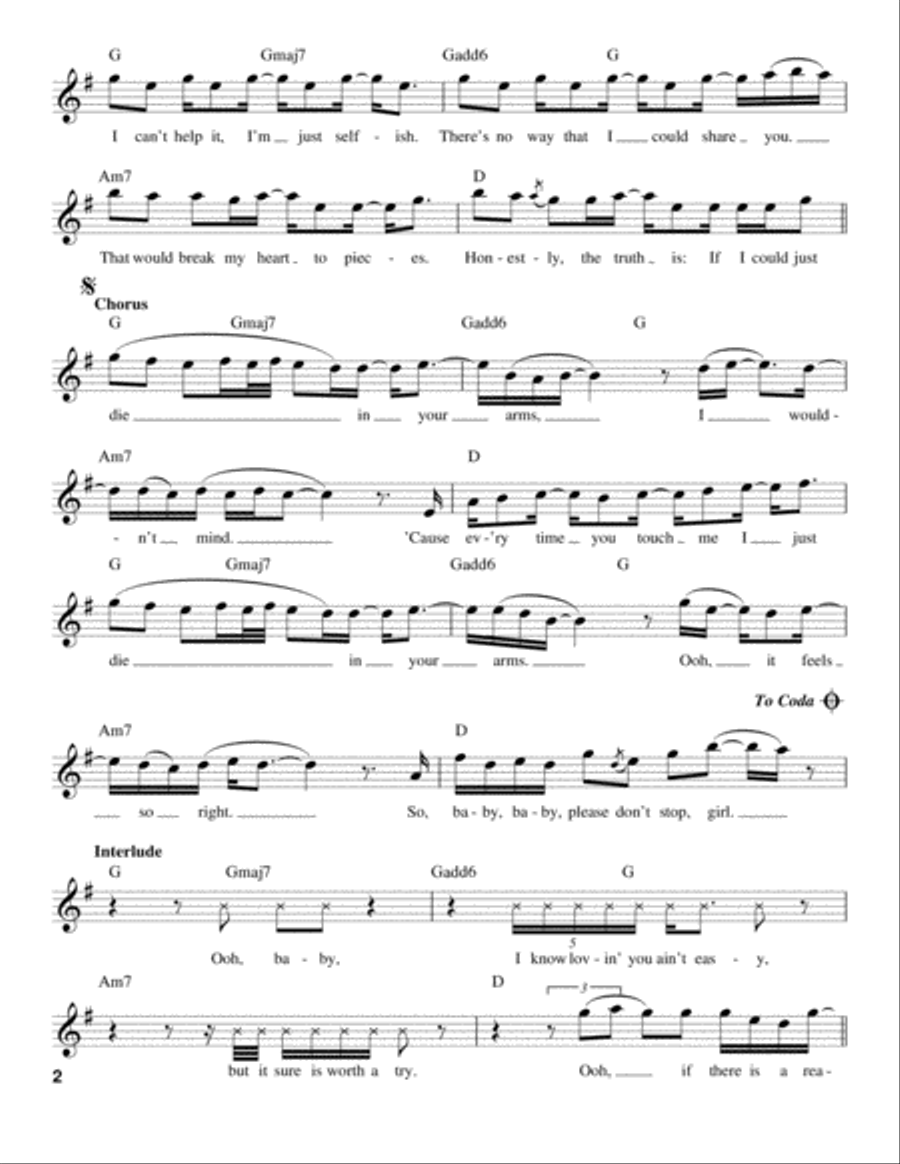Die In Your Arms Voice scores gallery preview page 2