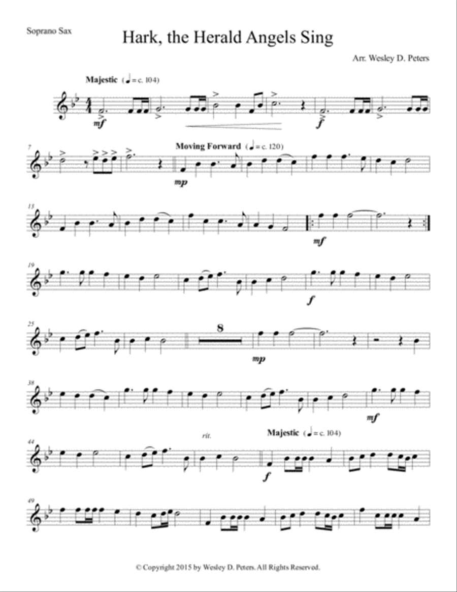 Hark, the Herald Angels Sing (Sax Sextet) Woodwind Ensemble scores gallery preview page 1