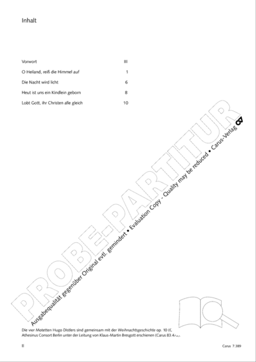 Four Motets for Advent and Christmas (Vier Motetten fur Advent und Weihnachten)