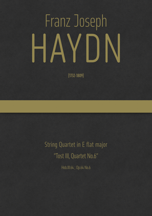 Book cover for Haydn - String Quartet in E flat major, Hob.III:64 ; Op.64 No.6 "Tost III, Quartet No.6"