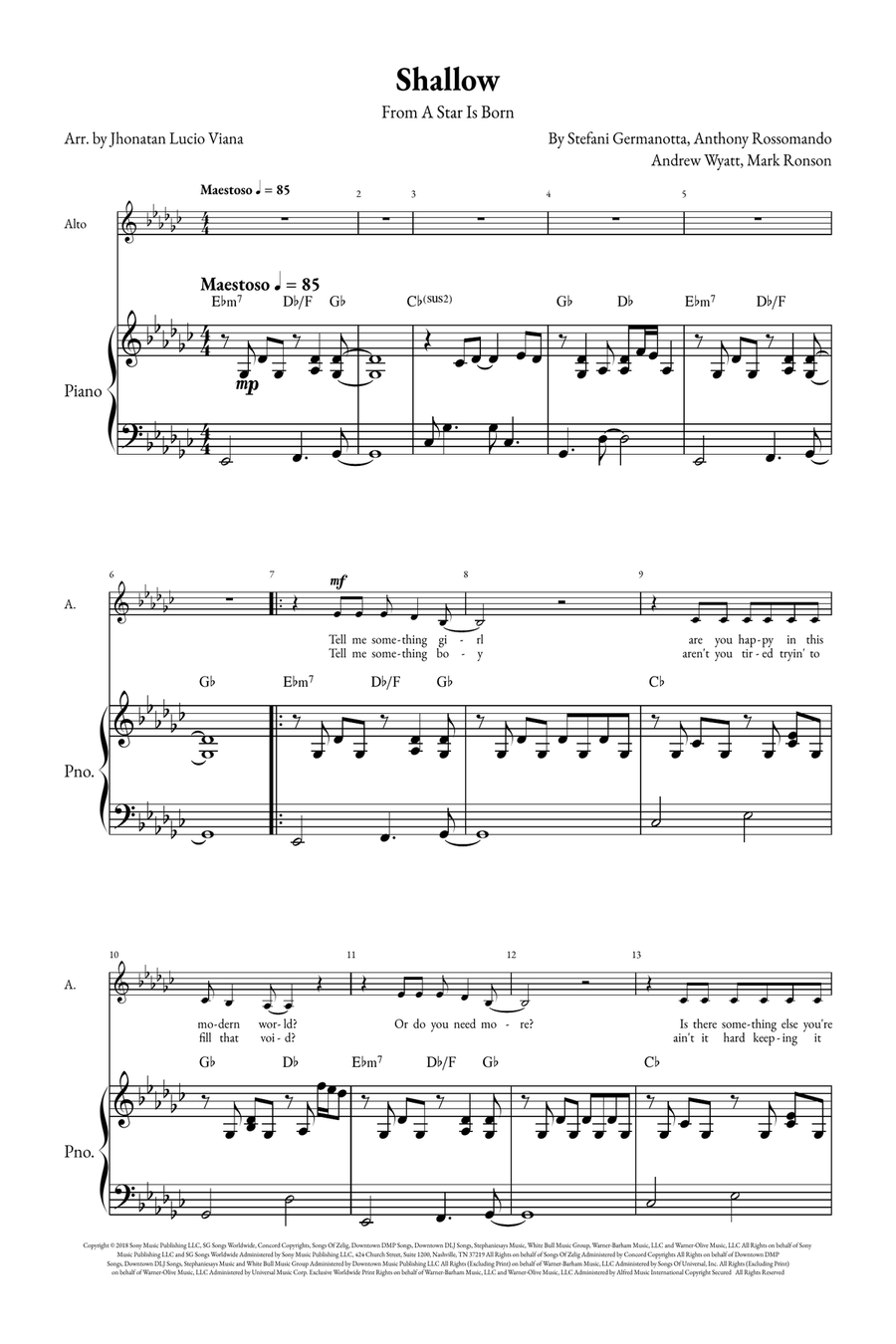 Shallow A Cappella scores gallery preview page 1