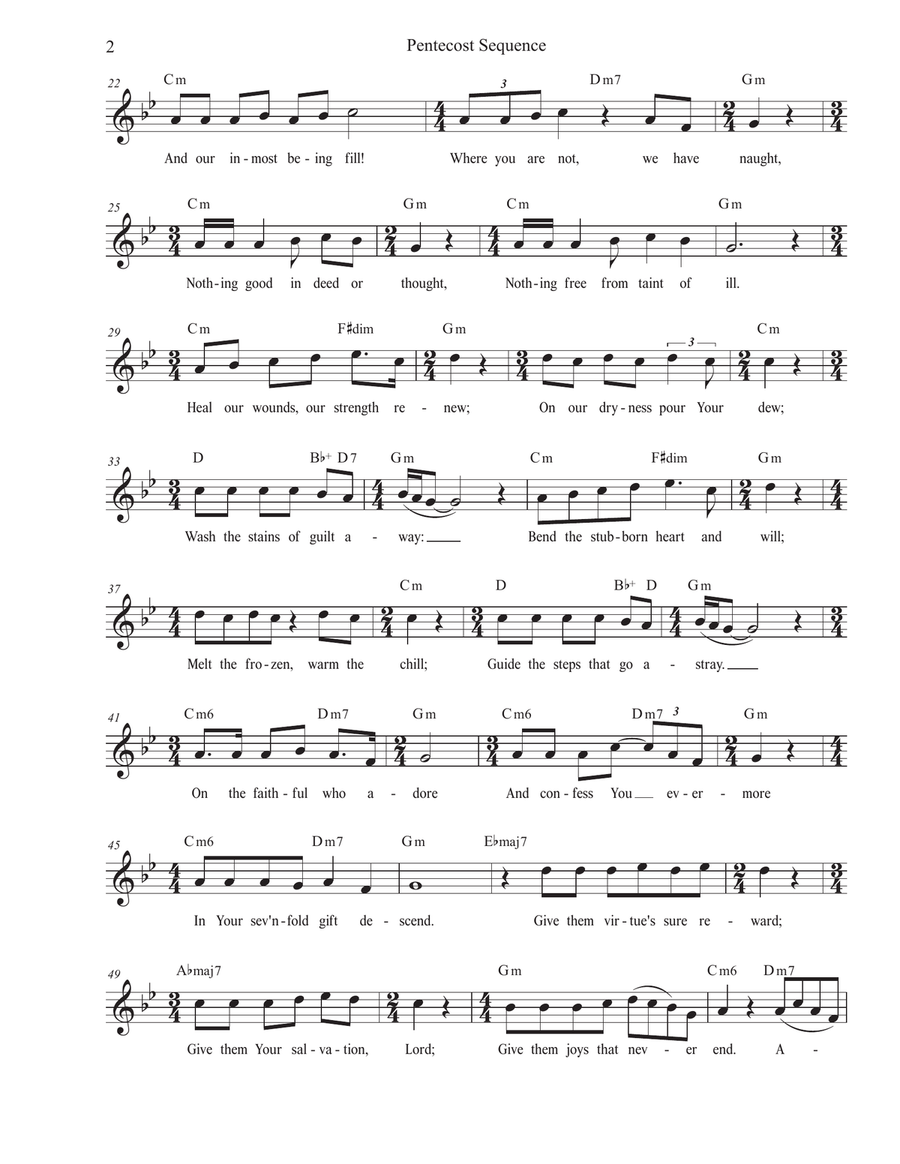 Pentecost Sequence (Come, O Holy Spirit, Come) (Unison choir - High Key) Unison Choir scores gallery preview page 2