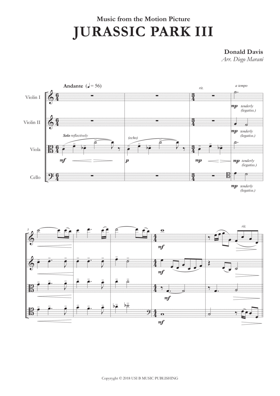 Jurassic Park III String Quartet scores gallery preview page 1