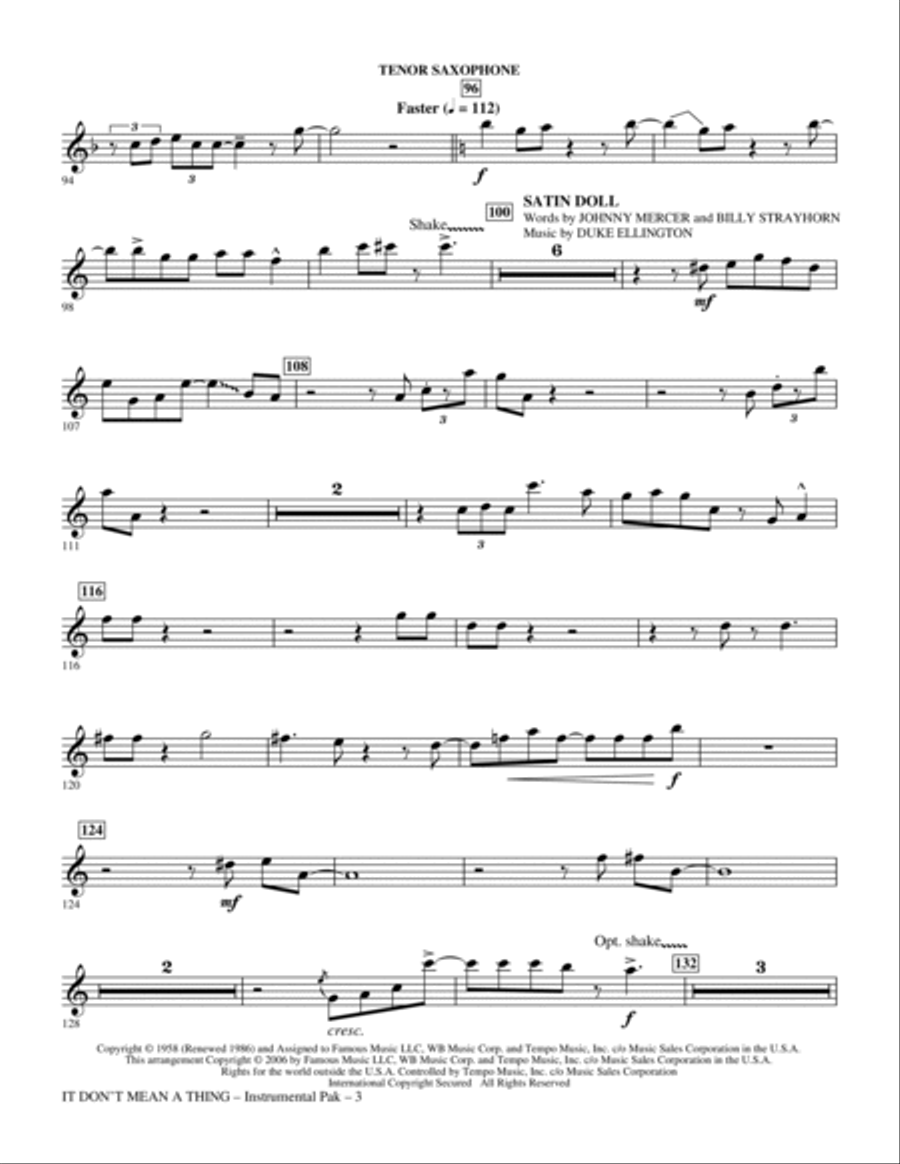 It Don't Mean A Thing: The Best Of Duke Ellington (Medley) - Tenor Sax Choir scores gallery preview page 3