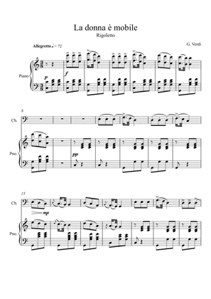 Giuseppe Verdi - La donna e mobile (Rigoletto) Double Bass - C Key