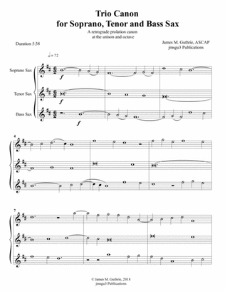 Guthrie: Trio Canon for Soprano, Tenor and Bass Saxophones