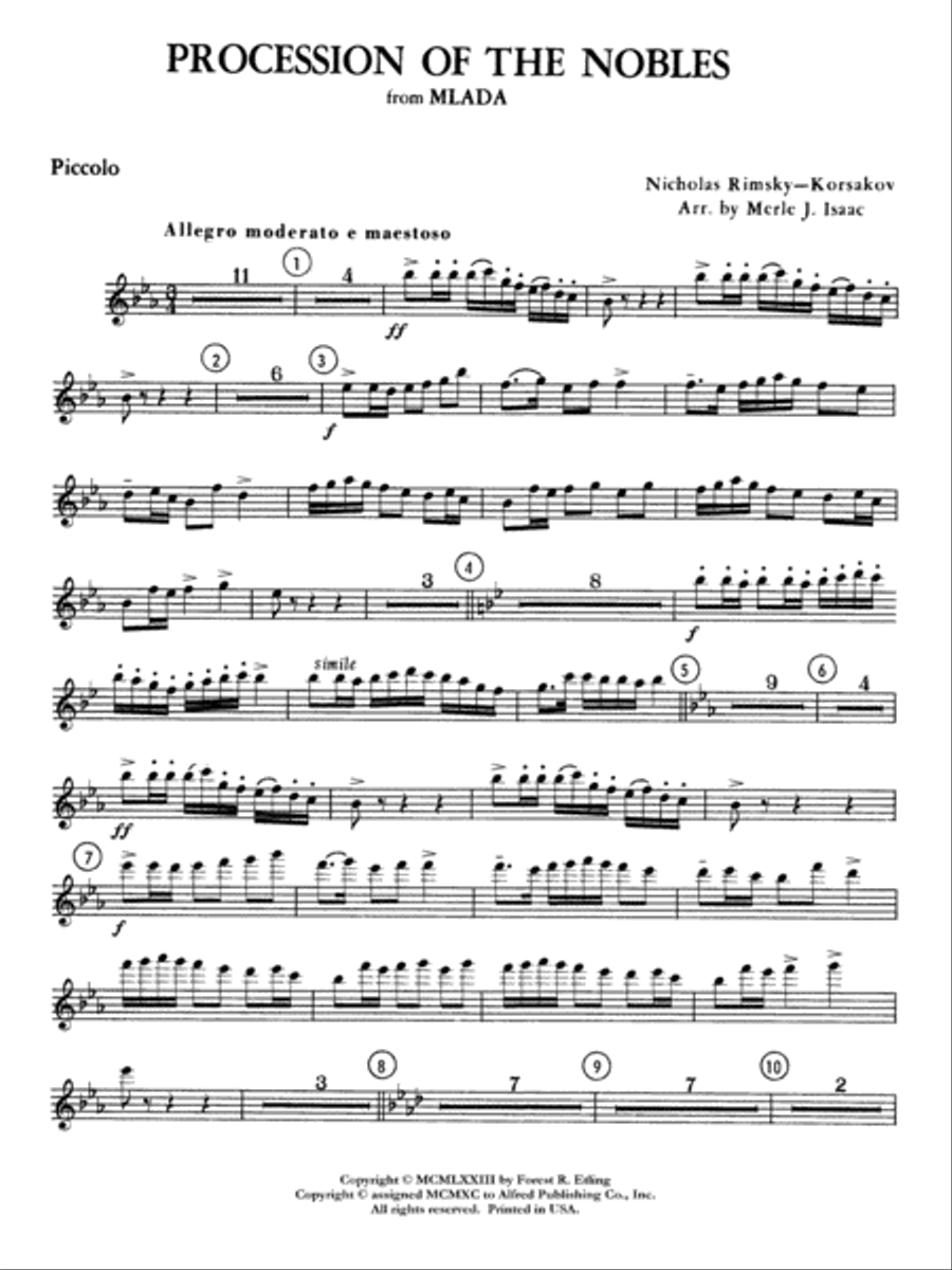 Procession of the Nobles: Piccolo Full Orchestra scores gallery preview page 1