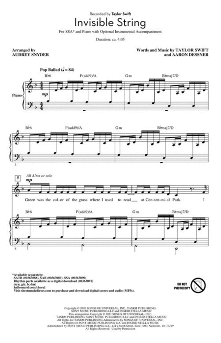 Invisible String SSA scores gallery preview page 3