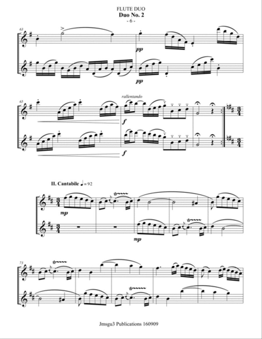 WF Bach: Duet No. 2 for Flute Duo Flute Duet scores gallery preview page 6