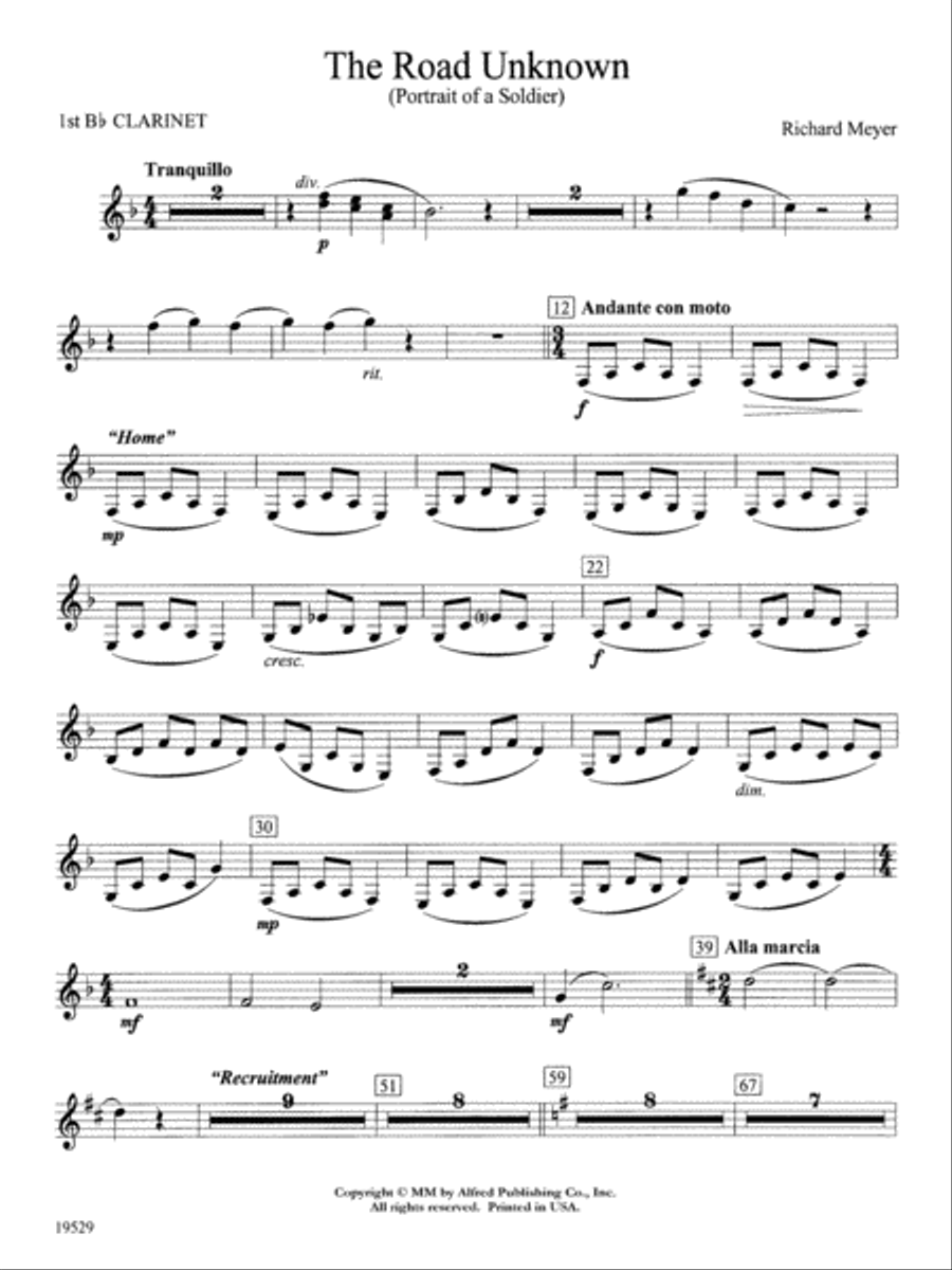 The Road Unknown: 1st B-flat Clarinet Concert Band scores gallery preview page 1