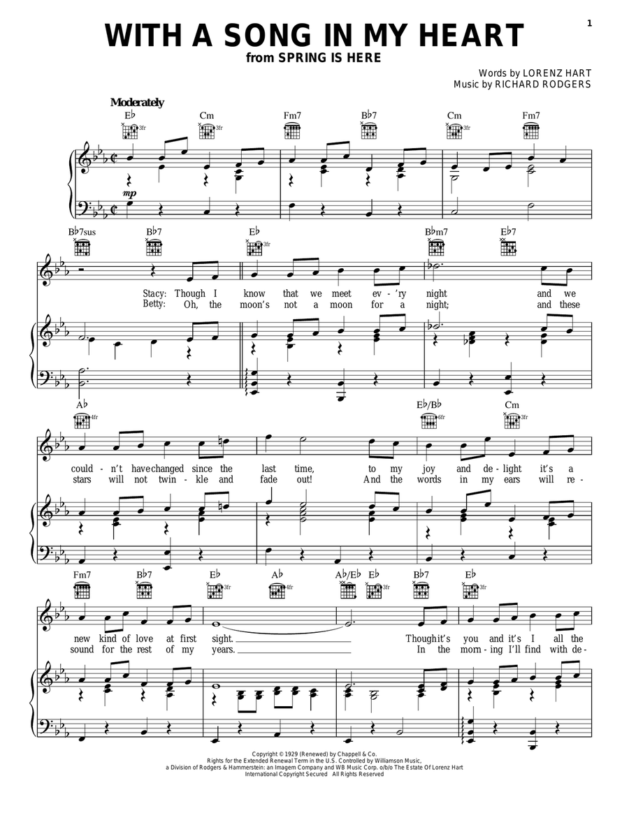 With A Song In My Heart Piano, Vocal, Guitar scores gallery preview page 1
