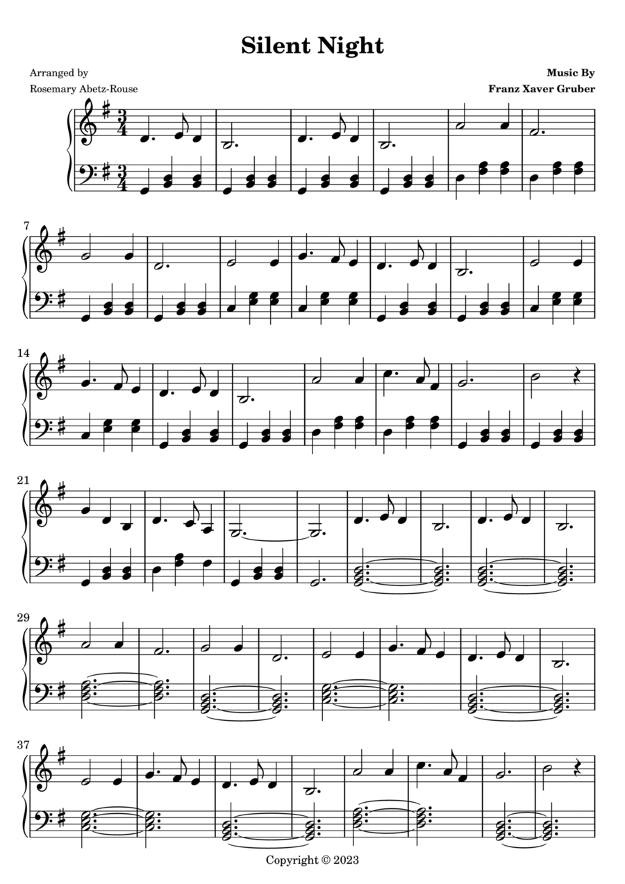 Silent Night Silent Night Easy Piano scores gallery preview page 1