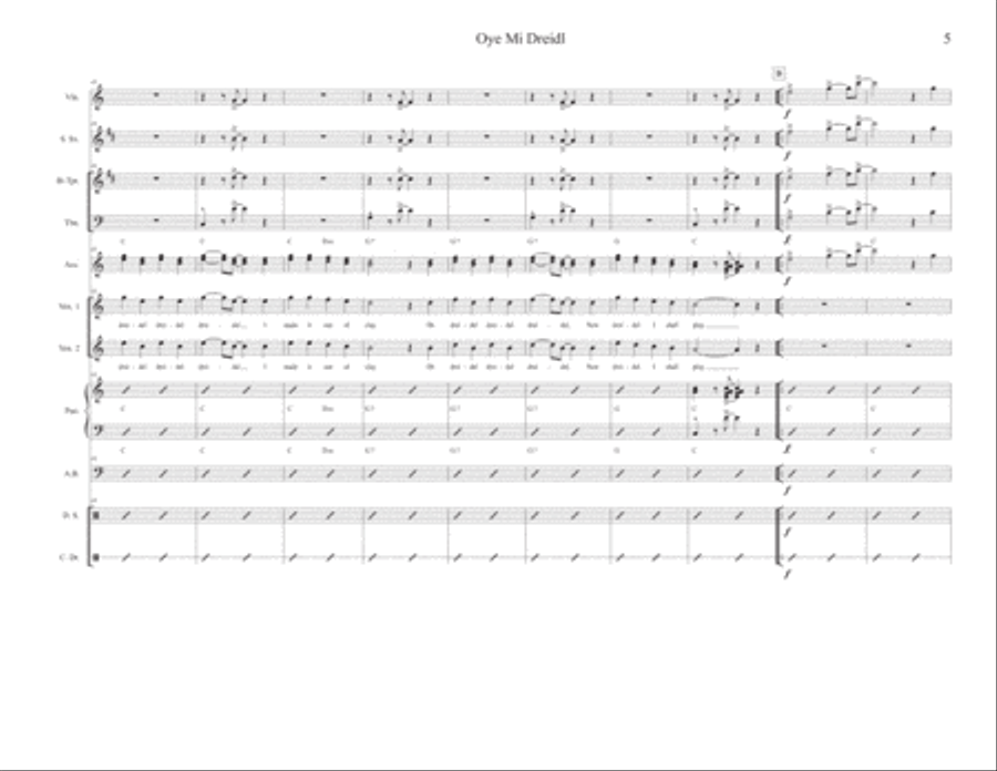 Oye Mi Dreidl Large Ensemble scores gallery preview page 5