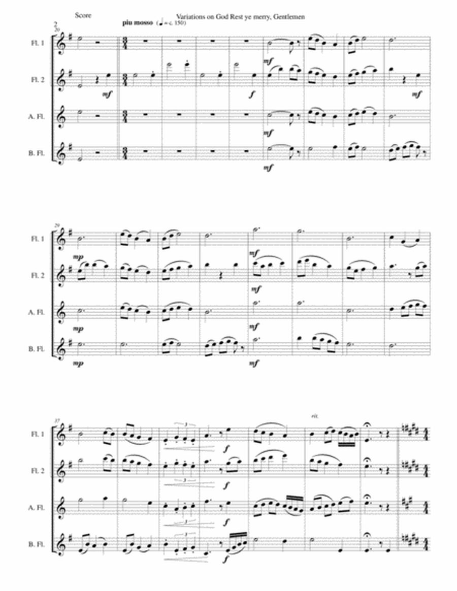 Variations on God rest ye merry, Gentlemen, for flute quartet image number null