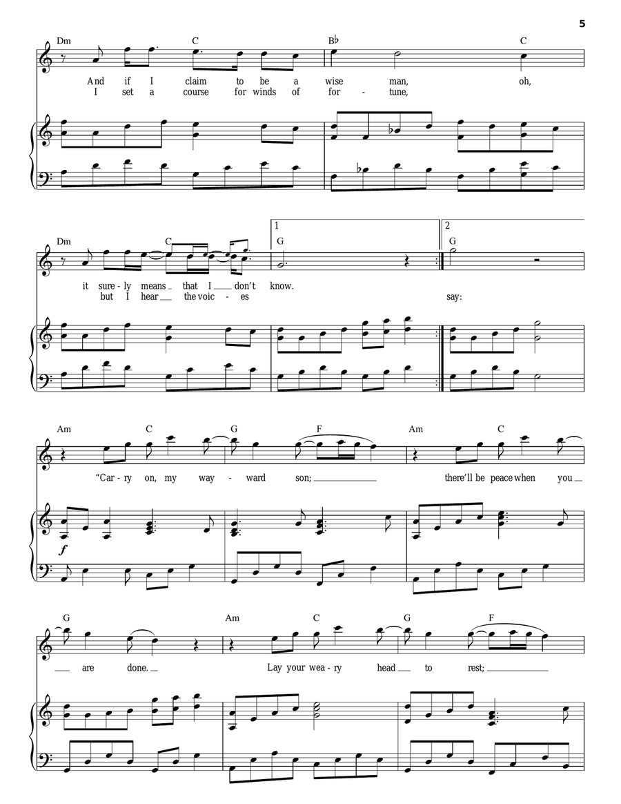 Carry On Wayward Son Carry On Wayward Son Piano, Vocal scores gallery preview page 5