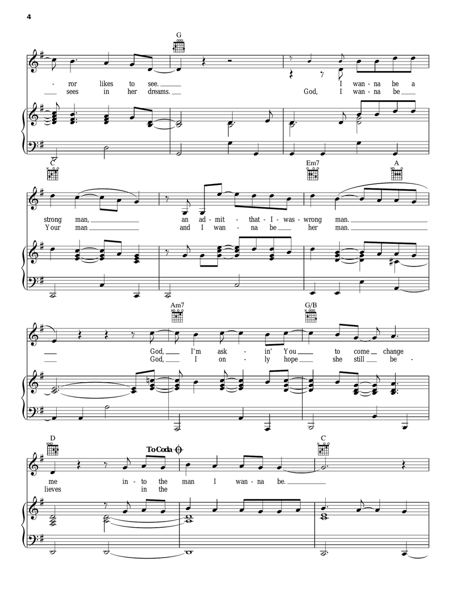 The Man I Want To Be Piano, Vocal, Guitar scores gallery preview page 4