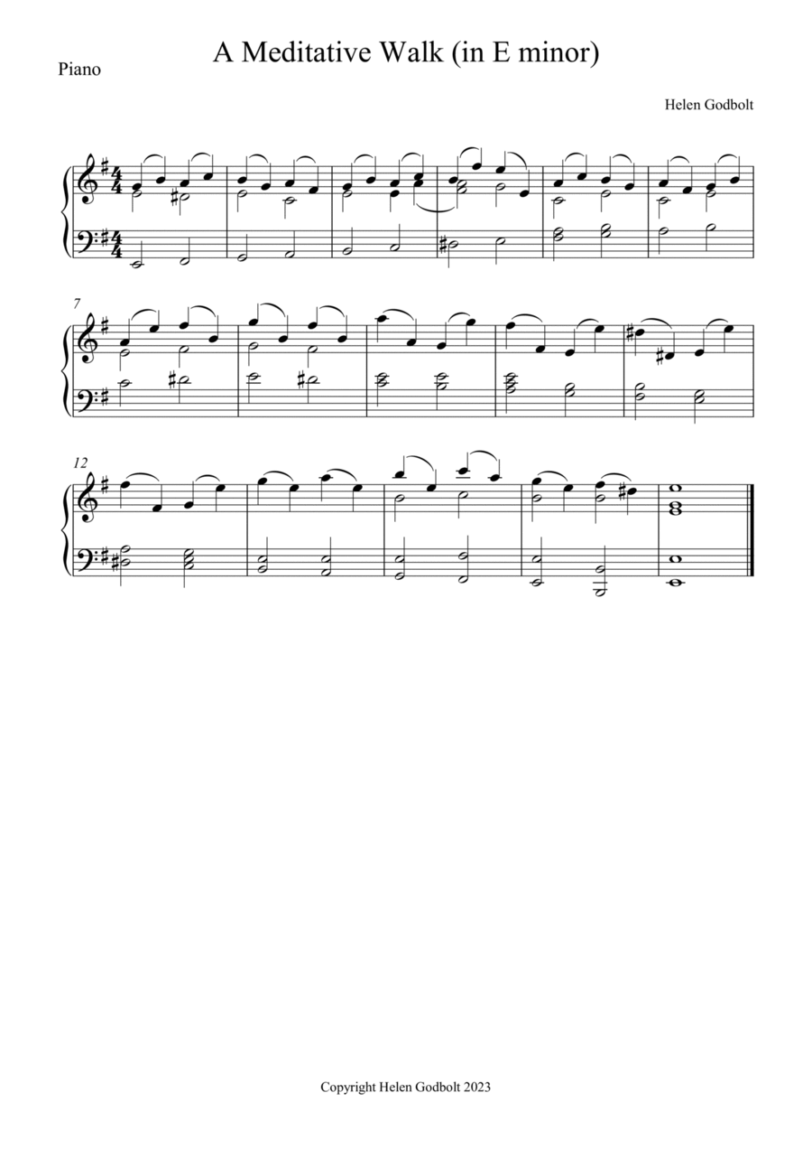 A Meditative Walk (in E minor) Piano scores gallery preview page 1