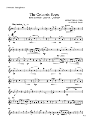 The Colonel's Bogey (Saxophone Quartet / Quintet) - Set of Parts [x4 / 5]