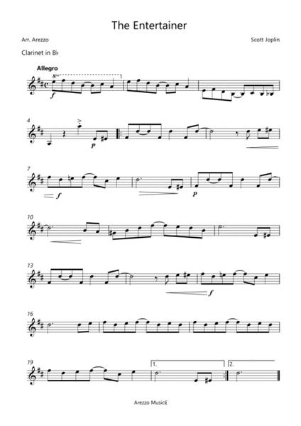 The Entertainer Clarinet and Cello sheet Music - short Version  image number null