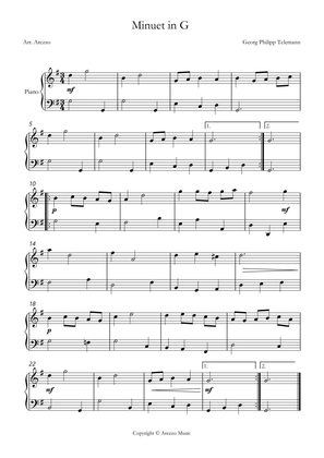 Telemann TWV 32:13 minuet in g Piano Sheet Music